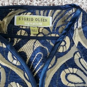 Sigrid Olsen Signature Open Front Blazer Coat Jacket Indigo Combo NWT size M